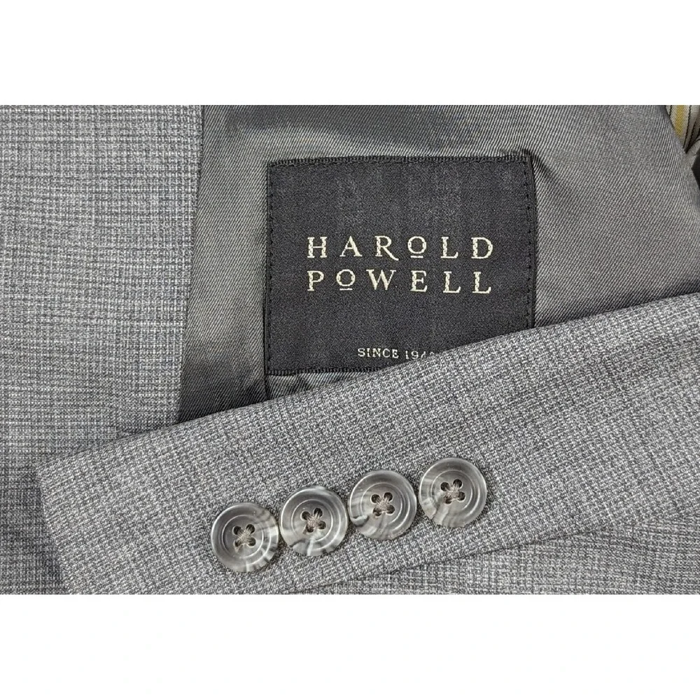 Harold Powell Gray 3 Button Blazer Jacket Sports Coat 46L Crosshatch Summer